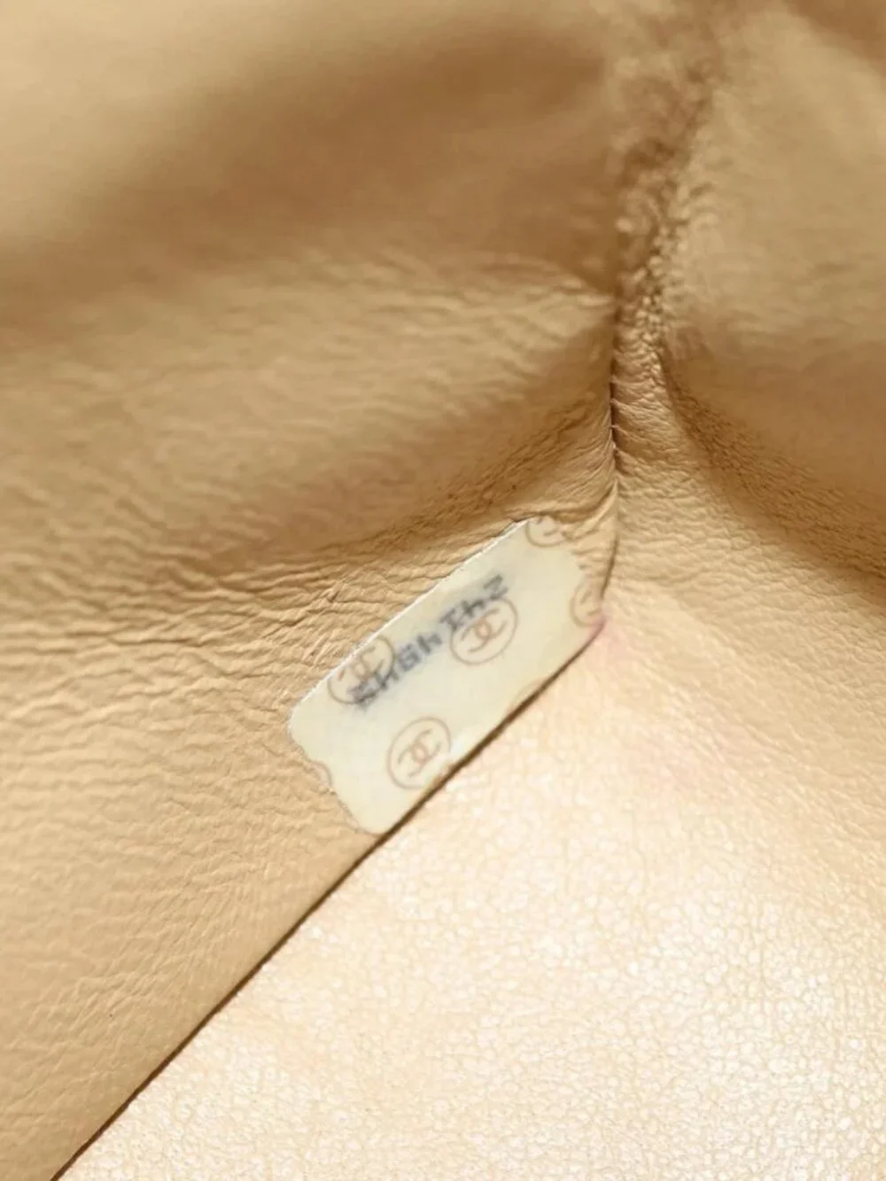 CHANEL Chain Shoulder Bag Lamb Skin Beige Gold CC Auth 182904SAV
